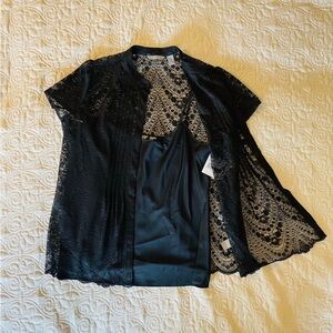 Liz Claiborne Black Lace Overlay Top
